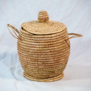 Handmade Rattan Basket with Lid/Functional Decor African Basket/Woven Lidded Basket