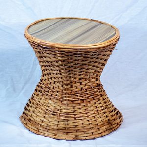 Rattan Cane Stool/Handmade Side Table/Vintage Cane Stool