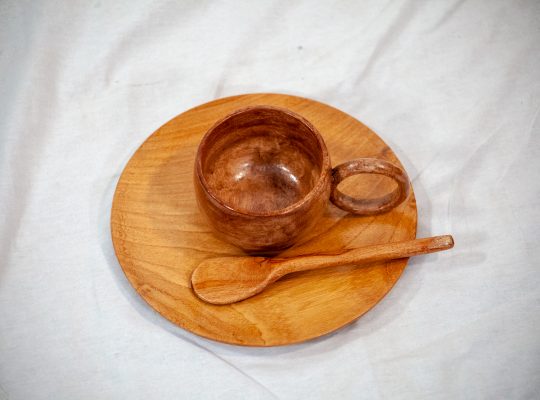 Wooden Tea Cup and Saucer Set made of Natural Wood